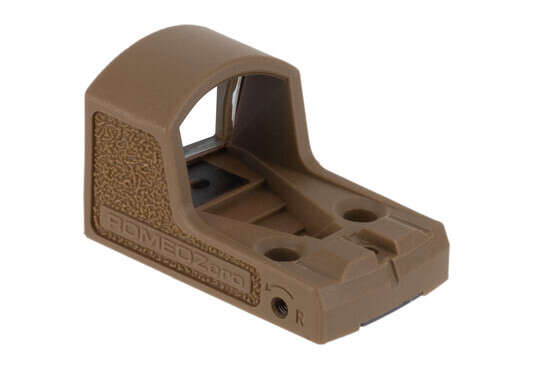 SIG RomeoZero mini red dot sight in coyote brown features an integral rear sight